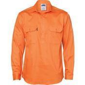 DNC Close Front Long Sleeve Cotton Drill Shirt - 3204