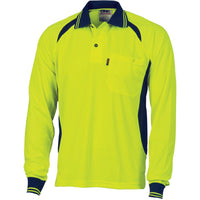 DNC Cool-Breeze Contrast Mesh Long Sleeve Polo - 3902-Queensland Workwear Supplies