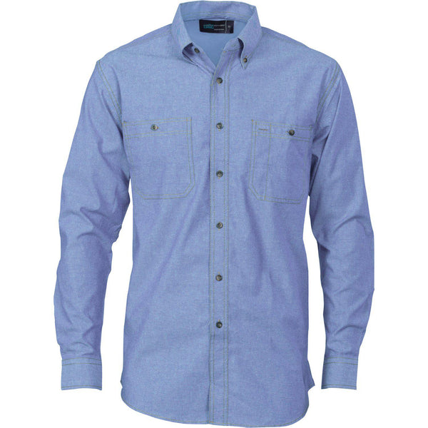 DNC Cotton Chambray Long Sleeve Shirt - 4102-Queensland Workwear Supplies