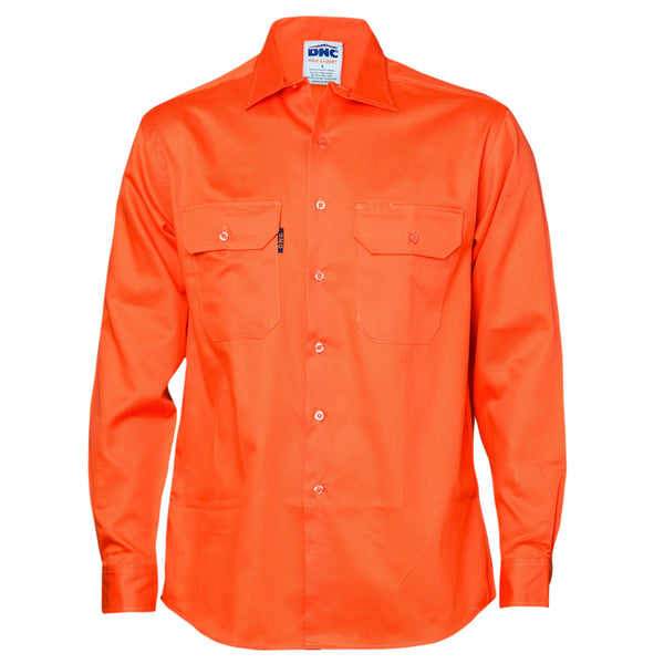 DNC Cotton Drill Long Sleeve Work Shirt - 3202-Queensland Workwear Supplies