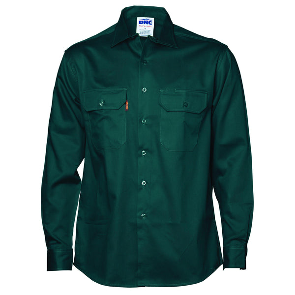 DNC Cotton Drill Long Sleeve Work Shirt - 3202-Queensland Workwear Supplies