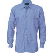 DNC Flap Pocket Chambray Long Sleeve Shirt - 4104-Queensland Workwear Supplies