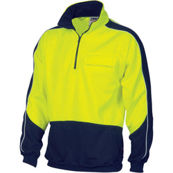 DNC HiVis 2-Tone 1/2 Zip Hi-Neck Panel Fleecy Windcheater - 3823