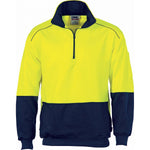 DNC HiVis 2-Tone 1/2 Zip Reflective Piping Long Sleeve Sweat Shirt - 3928-Queensland Workwear Supplies
