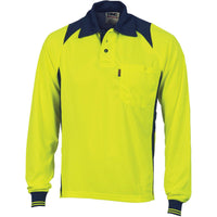 DNC HiVis 2-Tone Action Long Sleeve Polo - 3894-Queensland Workwear Supplies