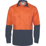 DNC HiVis 2-Tone Closed Front Long Sleeve Drill Shirt with Gusset Sleeve - 3834-Queensland Workwear Supplies