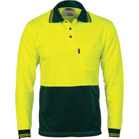 DNC HiVis 2-Tone Cool-Breathe Long Sleeve Polo - 3813-Queensland Workwear Supplies
