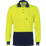 DNC HiVis 2-Tone Cool-Breathe Long Sleeve Polo - 3813-Queensland Workwear Supplies
