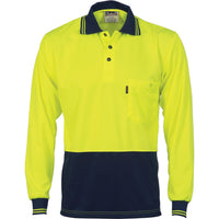 DNC HiVis 2-Tone Cool-Breathe Long Sleeve Polo - 3813-Queensland Workwear Supplies