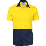 DNC HiVis 2-Tone Cool-Breeze Food Industry Short Sleeve Cotton Shirt - 3941-Queensland Workwear Supplies