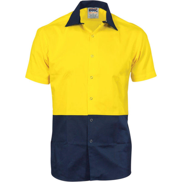 DNC HiVis 2-Tone Cool-Breeze Food Industry Short Sleeve Cotton Shirt - 3941-Queensland Workwear Supplies