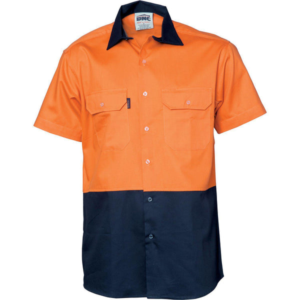 DNC HiVis 2-Tone Cool-Breeze Short Sleeve Shirt - 3839-Queensland Workwear Supplies