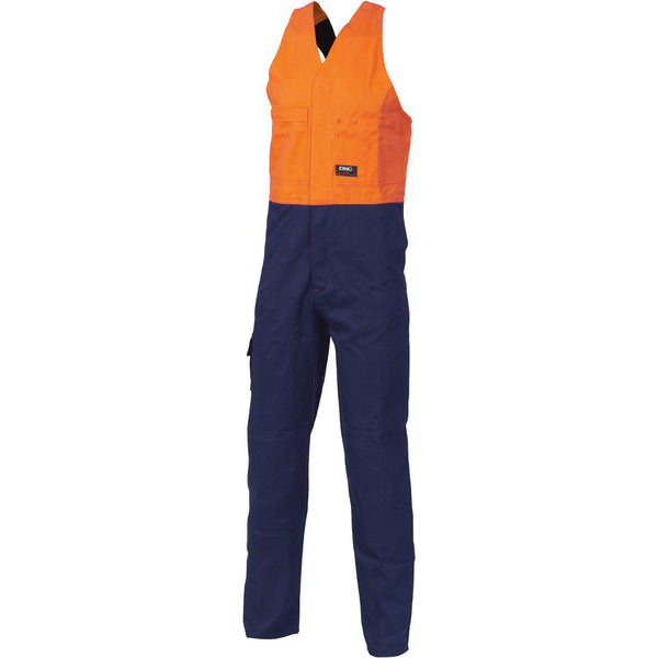 DNC HiVis 2-Tone Cotton Action Back Overalls - 3853-Queensland Workwear Supplies
