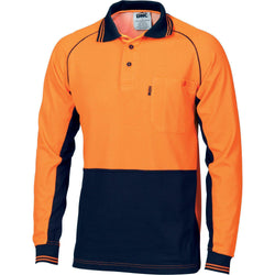 DNC HiVis 2-Tone Cotton Back Cool-Breeze Long Sleeve Contrast Polo - 3720