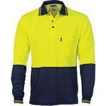 DNC HiVis 2-Tone Cotton Back Fluoro Long Sleeve Polo -3816-Queensland Workwear Supplies
