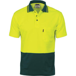 DNC HiVis 2-Tone Cotton Back Fluoro Short Sleeve Polo - 3814