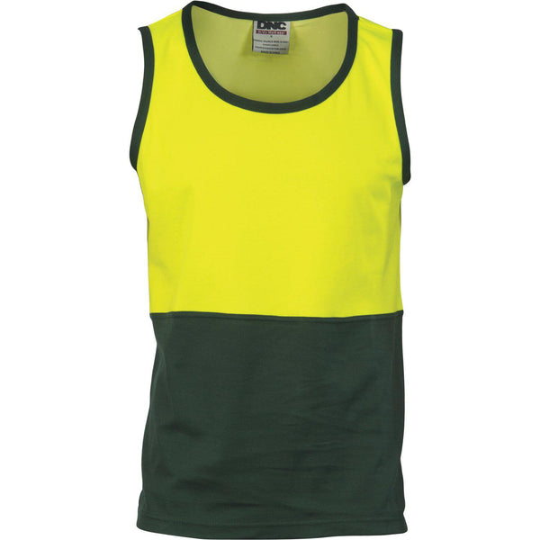 DNC HiVis 2-Tone Cotton Back Singlet - 3841-Queensland Workwear Supplies