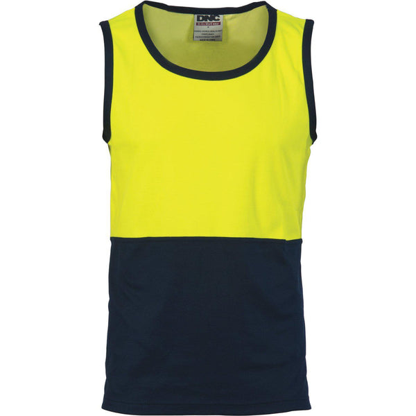 DNC HiVis 2-Tone Cotton Back Singlet - 3841-Queensland Workwear Supplies