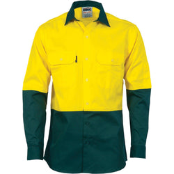 DNC HiVis 2-Tone Cotton Drill Long Sleeve Shirt - 3832