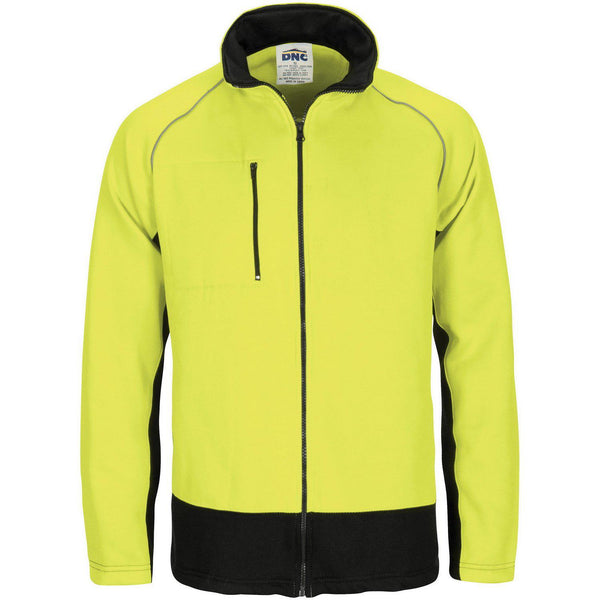 DNC HiVis 2-Tone Full Zip Fleecy - 3725-Queensland Workwear Supplies