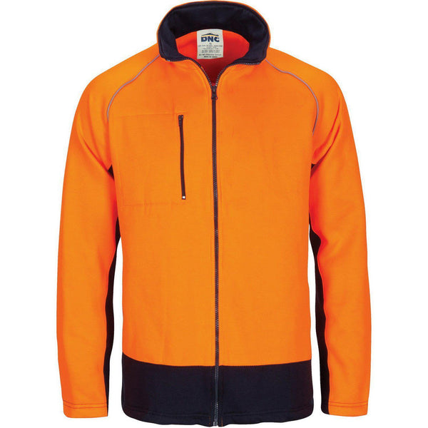 DNC HiVis 2-Tone Full Zip Fleecy - 3725-Queensland Workwear Supplies