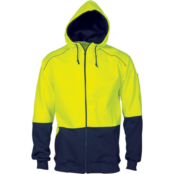 DNC HiVis 2-Tone Full Zip Fleecy Hoodie - 3728-Queensland Workwear Supplies