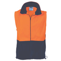 DNC HiVis 2-Tone Full Zip Polar Fleece Vest - 3828-Queensland Workwear Supplies