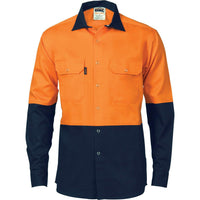 DNC HiVis 2-Tone Press Stud Long Sleeve Shirt - 3838-Queensland Workwear Supplies