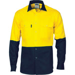 DNC HiVis 2-Tone Press Stud Long Sleeve Shirt - 3838-Queensland Workwear Supplies