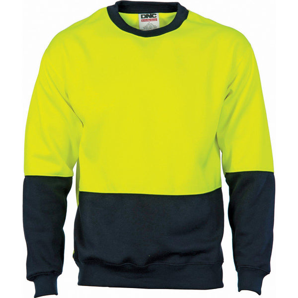 DNC HiVis 2-Tone Sweat Shirt Crew-Neck - 3821-Queensland Workwear Supplies