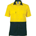 DNC HiVis 3-Way Cool-Breeze Short Sleeve Cotton Shirt - 3937-Queensland Workwear Supplies