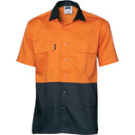 DNC HiVis 3-Way Cool-Breeze Short Sleeve Cotton Shirt - 3937-Queensland Workwear Supplies