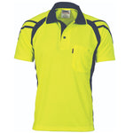 DNC HiVis Cool-Breathe Stripe Panel Short Sleeve Polo - 3979-Queensland Workwear Supplies