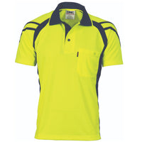 DNC HiVis Cool-Breathe Stripe Panel Short Sleeve Polo - 3979-Queensland Workwear Supplies