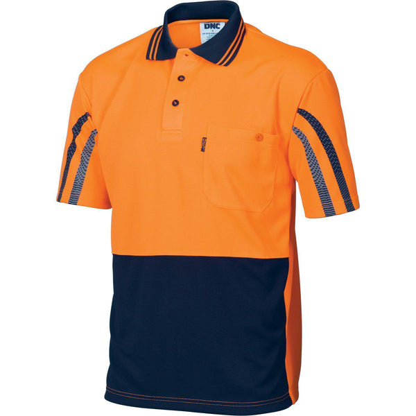 DNC HiVis Cool-Breeze Printed Stripe Short Sleeve Polo - 3752-Queensland Workwear Supplies