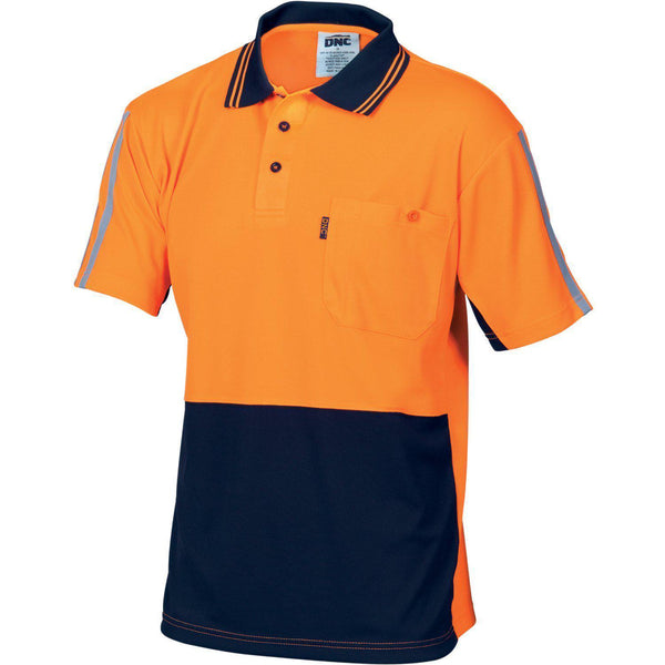 DNC HiVis Cool-Breeze Stripe Short Sleeve Polo - 3755-Queensland Workwear Supplies