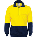DNC HiVis Cotton 1/2 Zip Fleecy Sweat Shirt - 3923-Queensland Workwear Supplies