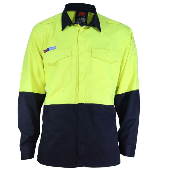 DNC HiVis Flame Retardant & Arc HRC1 2-Tone Lightweight Long Sleeve Shirt - 3441-Queensland Workwear Supplies