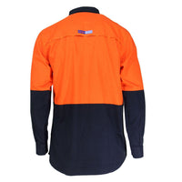 DNC HiVis Flame Retardant & Arc HRC1 2-Tone Lightweight Long Sleeve Shirt - 3441-Queensland Workwear Supplies