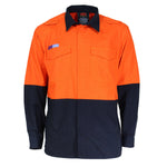 DNC HiVis Flame Retardant & Arc HRC1 2-Tone Lightweight Long Sleeve Shirt - 3441-Queensland Workwear Supplies
