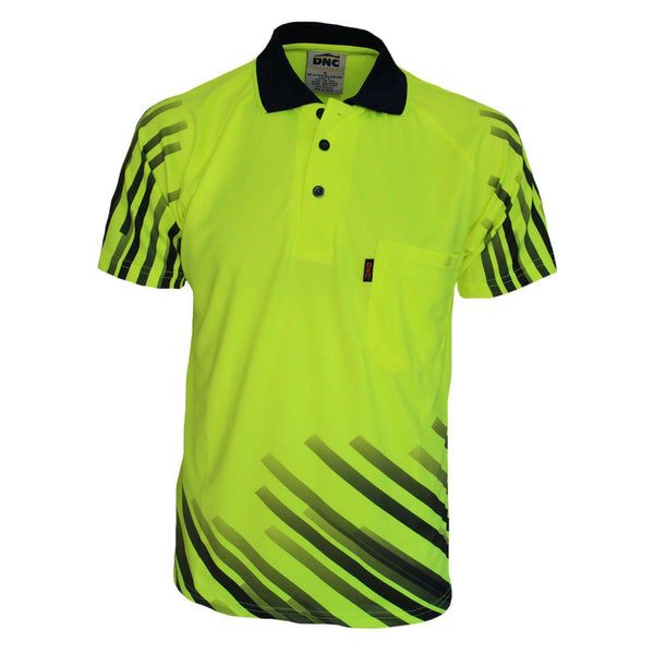 DNC HiVis Sublimated Full Stripe Polo - 3566-Queensland Workwear Supplies