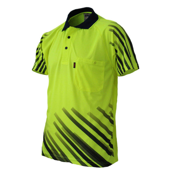 DNC HiVis Sublimated Full Stripe Polo - 3566-Queensland Workwear Supplies
