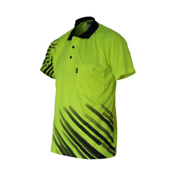 DNC HiVis Sublimated Stripe Polo - 3565-Queensland Workwear Supplies