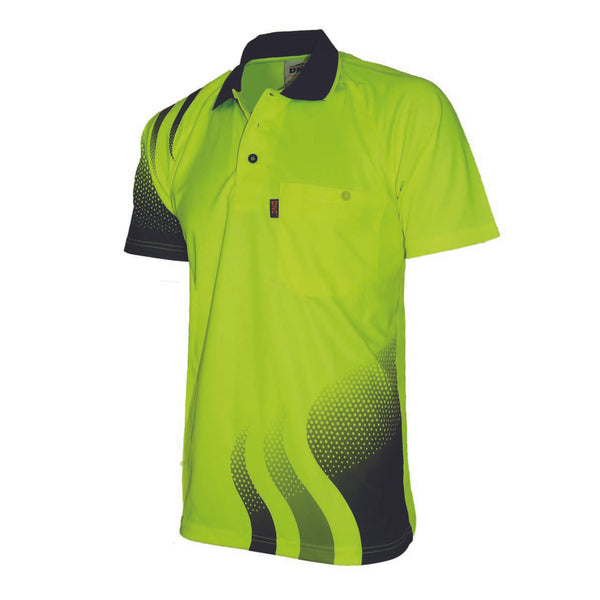 DNC HiVis Sublimated Wave Polo - 3563-Queensland Workwear Supplies