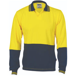 DNC HiViz 2-Tone Cool-Breeze Long Sleeve Cotton Jersey Food Industry Polo - 3906