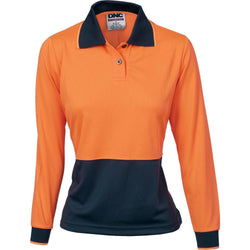 DNC Ladies HiVis 2-Tone Long Sleeve Polo - 3898