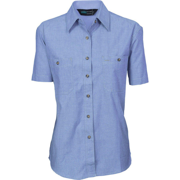DNC Ladies Short Sleeve Cotton Chambray Shirt - 4105-Queensland Workwear Supplies