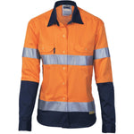 DNC Ladies Taped HiVis 2-Tone Long Sleeve Drill Shirt - 3936-Queensland Workwear Supplies