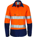 DNC Lady Taped HiVis 2-Tone Cool-Breeze Long Sleeve Cotton Shirt - 3986-Queensland Workwear Supplies