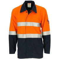 DNC Patron Saint Taped HiVis Flame Retardant 2-Tone Drill Welders Jacket - 3458-Queensland Workwear Supplies
